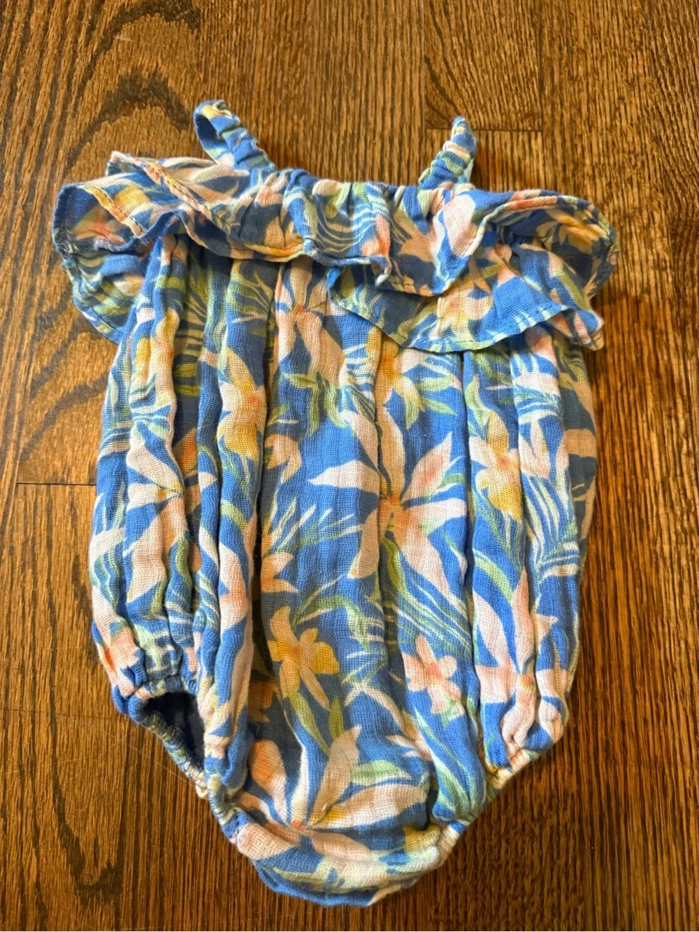 Angel Dear Blue Floral Baby One-Piece with Headband
